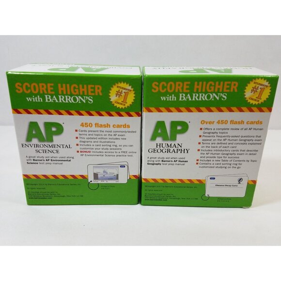 Barron's AP Human Geography  & Enviromental Science Flash Cards 450+ Cards - Picture 3 of 7